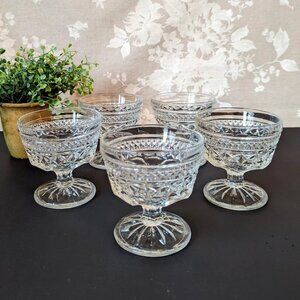Lot of 5 Anchor Hocking Wexford Pattern Vintage Sherbet Dessert Pedestal Dish